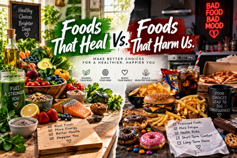 Foods That Heal Vs Foods That Harm Us.